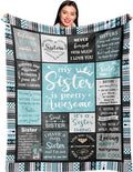 Ruvinzo Sister Gifts, Sister Birthday Gifts from Sister, Bestie Gifts for Women, Best Friend Birthday Gift for Women, Big Sister Gift from Little Sister Blanket 60” x 50”, Sister Valentines Gifts