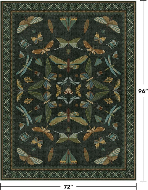 6x8 Dark Green Washable Dining Room Rug - Image 2