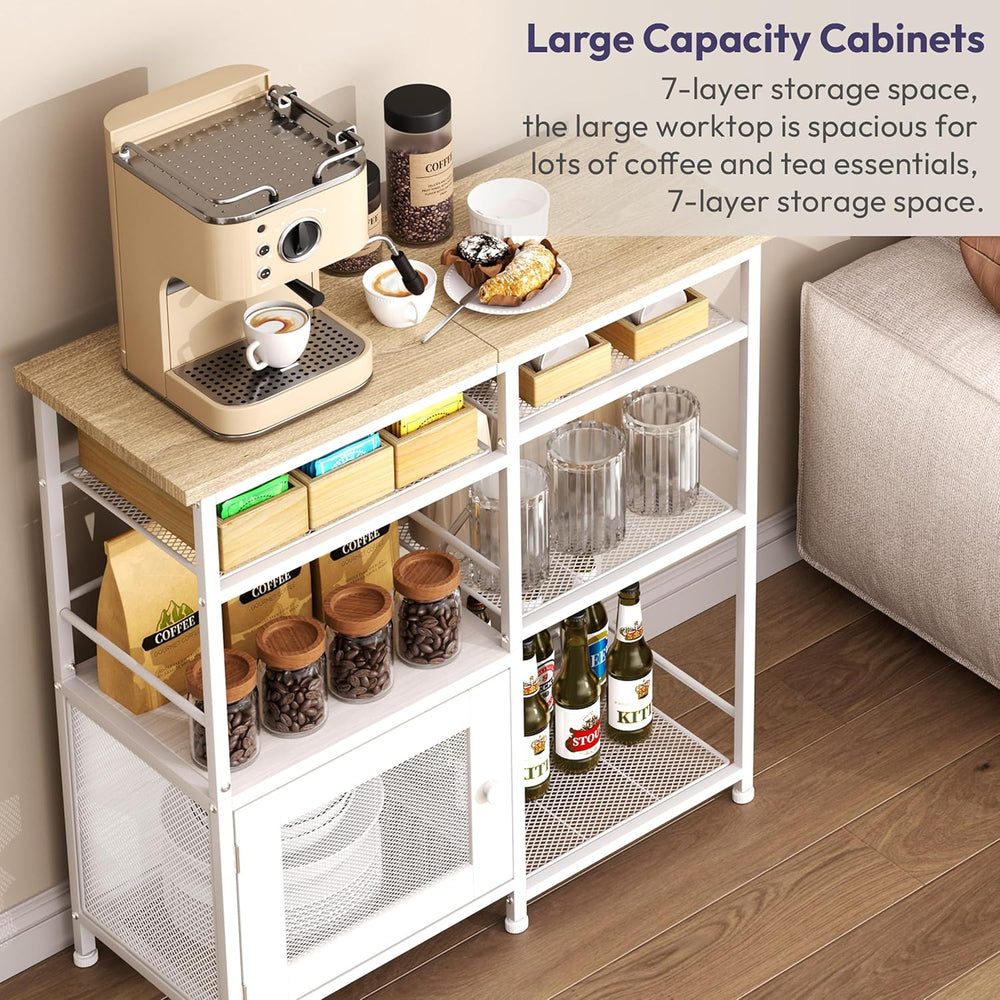 SWTYMIKI Coffee Bar Cabinet Station - Farmhouse Small Coffee Stand Station wi...