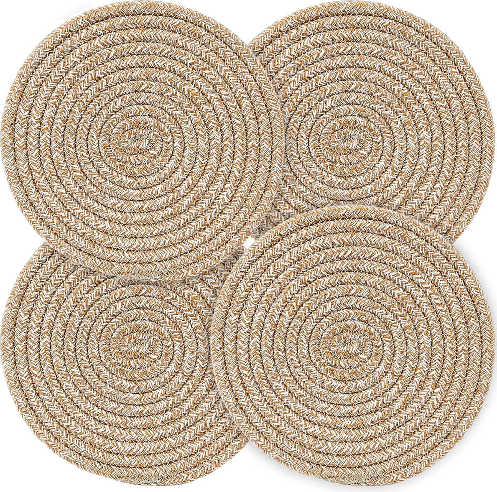 Pot Holders Trivets Set,Potholders for Kitchens, 100% Pure Cotton Thread Weave Trivets for Hot Dishes/Pot/Bowl/Teapot/Hot Pot Holders (24 cm, 4pack)