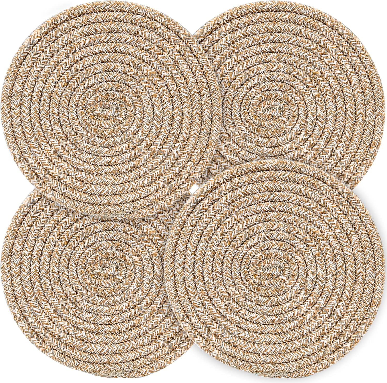 Pot Holders Trivets Set,Potholders for Kitchens, 100% Pure Cotton Thread Weave Trivets for Hot Dishes/Pot/Bowl/Teapot/Hot Pot Holders (24 cm, 4pack)