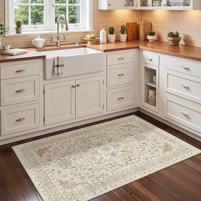 Madane Washable Area Rug 2x3, Small Entryway Rug Non-Slip Vintage Door Mat - Image 4