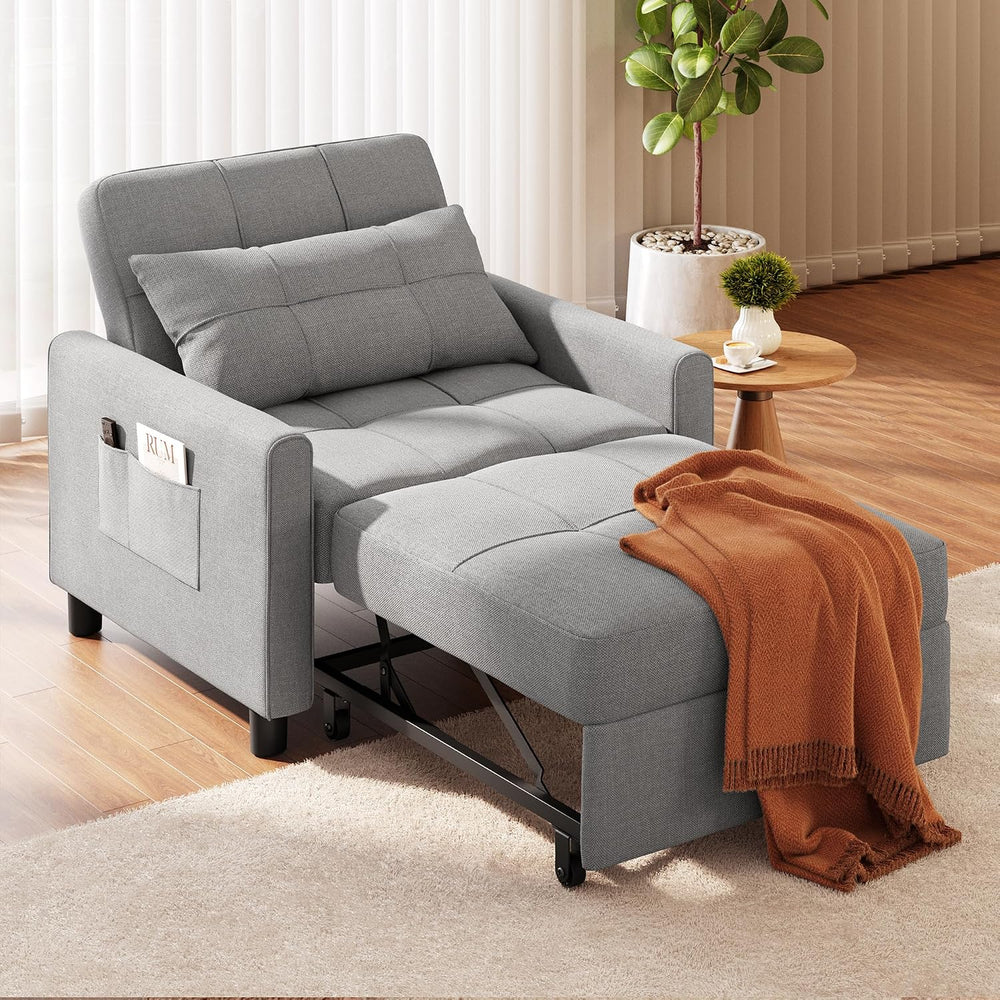 Ahomly Sleeper Sofa Chair Bed, Convertible Sofa Chair 3-in-1, Gray