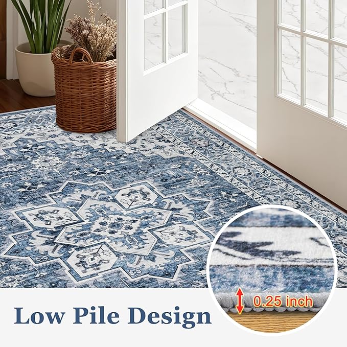 Area Rugs 10x14 Living Room Rug: Washable Rug Soft Vintage Boho Medallion - Image 9