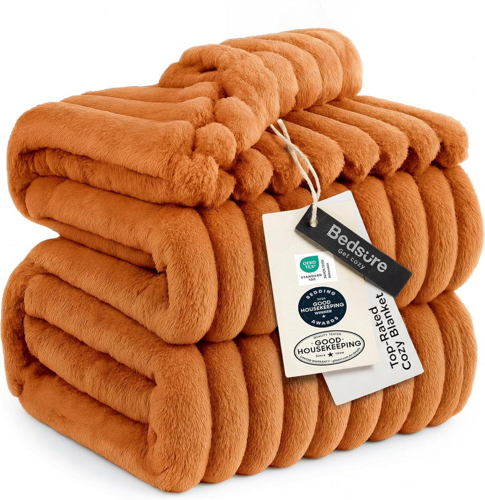 Bedsure Soft Queen Size Blanket for Bed Burnt Orange 90"x90"