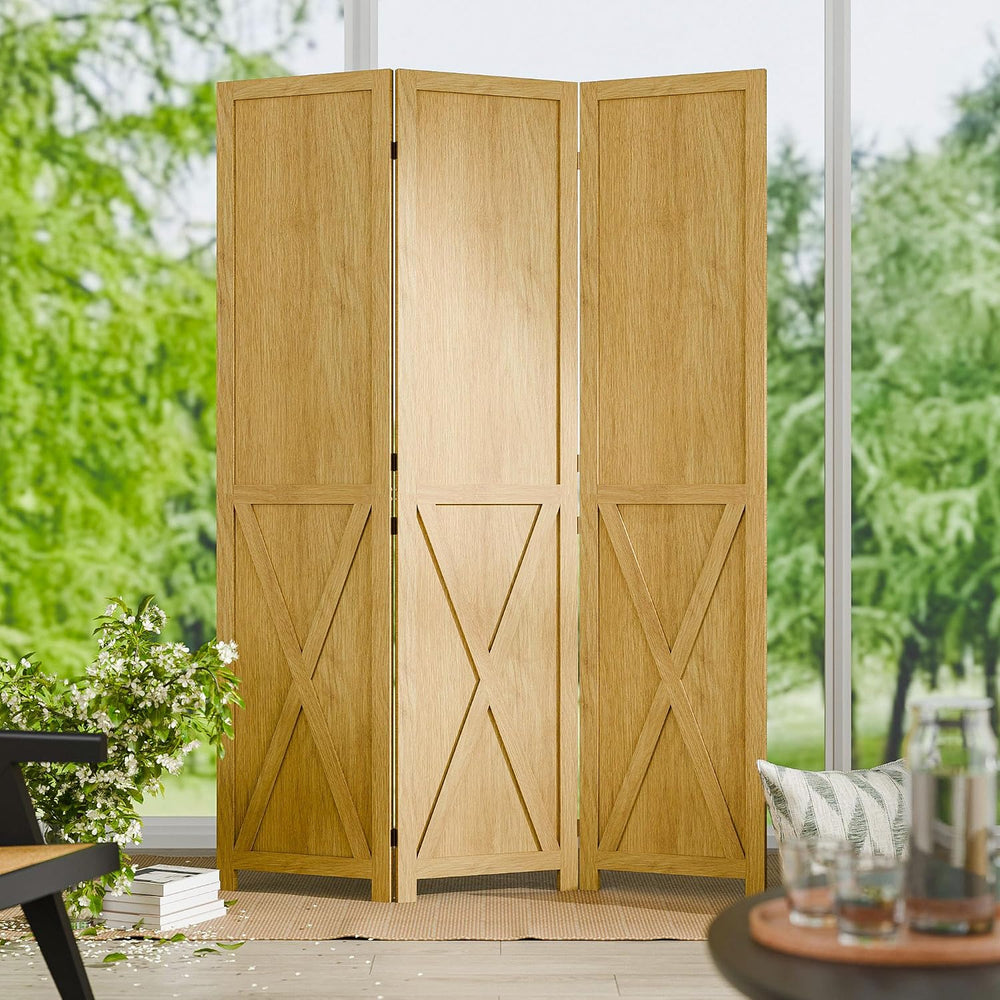 Cozy Castle Wood Room Divider, 3 Panel 66.9 Inch Privacy Screen, Folding Wall...