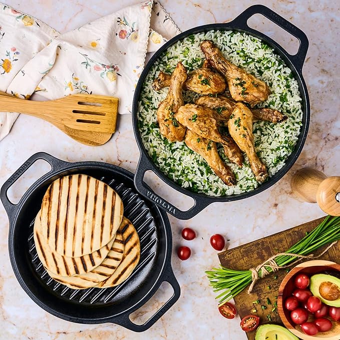 Victoria 6-Quart Cast Iron Combo Cooker, Combination Dutch Oven and Skillet - Image 6