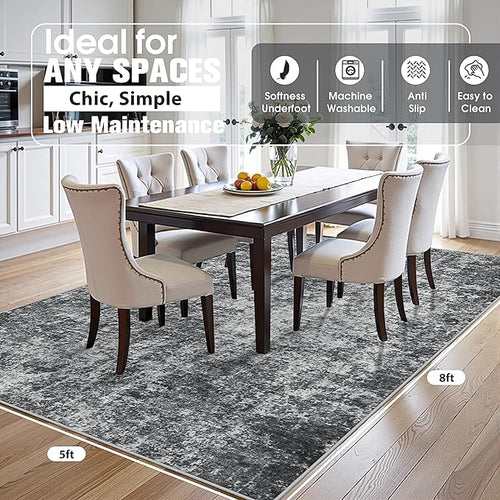 5x8 Area Rugs for Living Room Rug Washable: Abstract Rug for Dining Room - Image 2