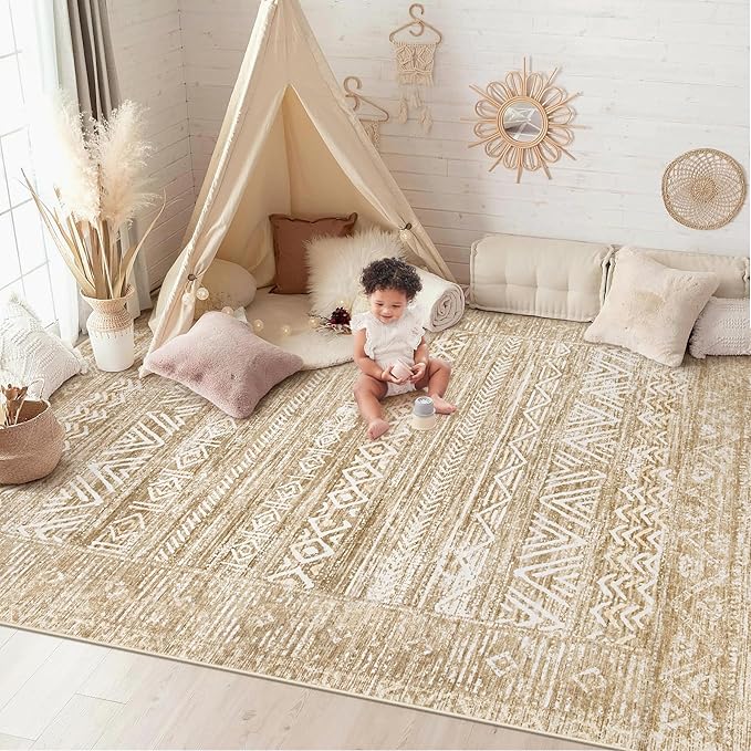 6x9 Area Rugs for Living Room: Washable Moroccan Geometric Boho Rug Farmhouse - Image 2