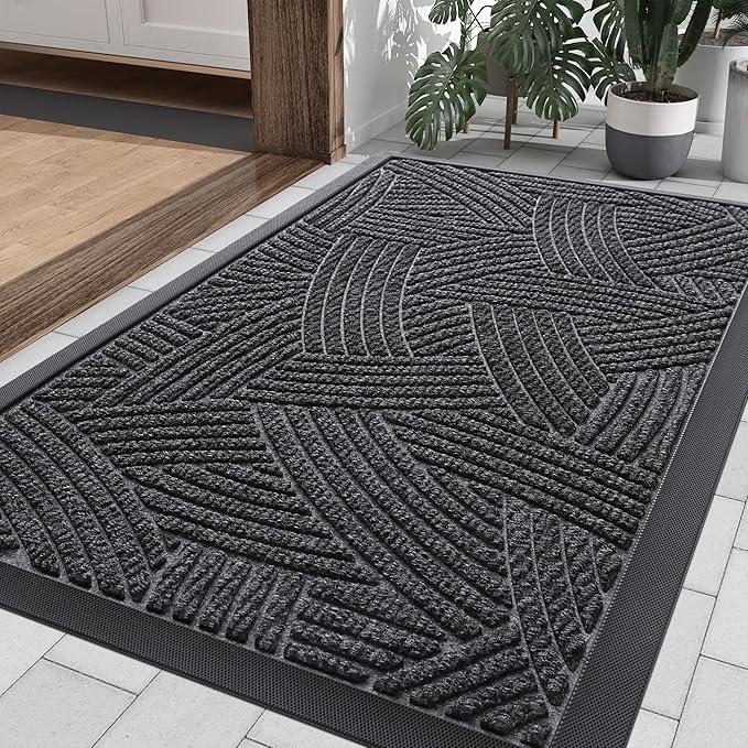 Smiry Front Door Mat Outside Entrance, Heavy Duty Sturdy Natural Rubber Doormat by Smiry