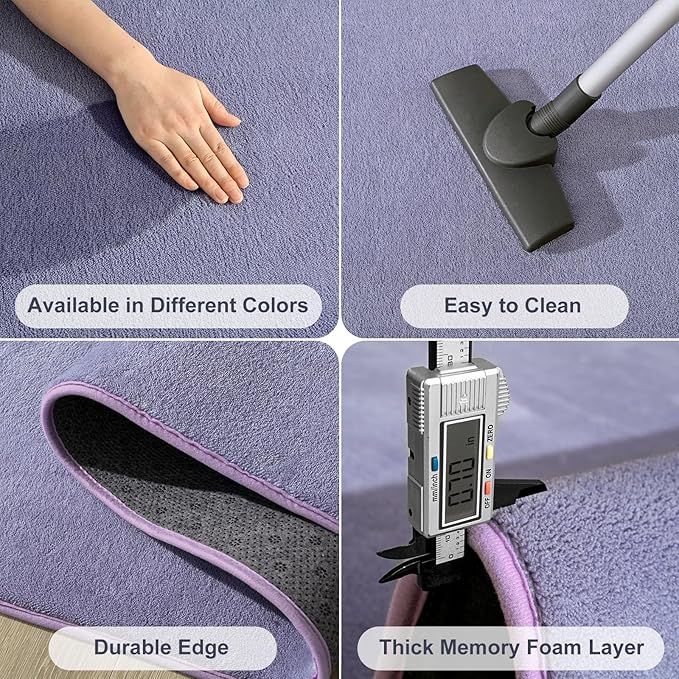 Amearea Modern Soft Hallway Runner Rug, 2x6 Purple Fluffy Bedroom Bedside Rugs - Image 5