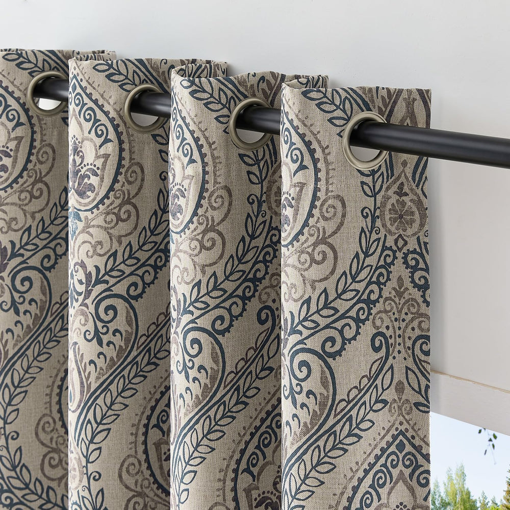 jinchan Curtains for Living Room Darkening 96 Inches Long, Medallion Drapes f...