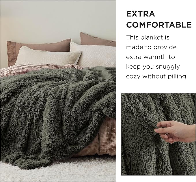 Bedsure GentleSoft Fluffy Olive Green Throw Blanket, Moss Green Decor Cozy Gifts - Image 3