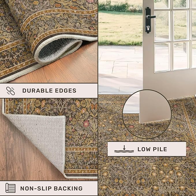Vintage Floral Living Room Rug 8x10, Dining Room Under Kitchen Table, Oriental - Image 5