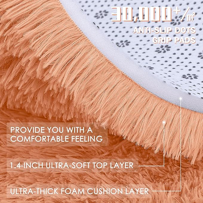 OLANLY Muted Orange Round Rugs for Bedroom - Image 5