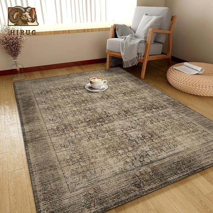 Washable Area Rug 6' x 9' Vintage Traditional Persian Mat - Image 4