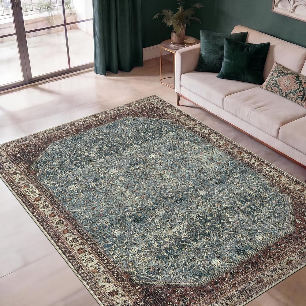 Keen Home Design Vintage Washable Area Rug, Non-Slip Low Pile, 5x7
