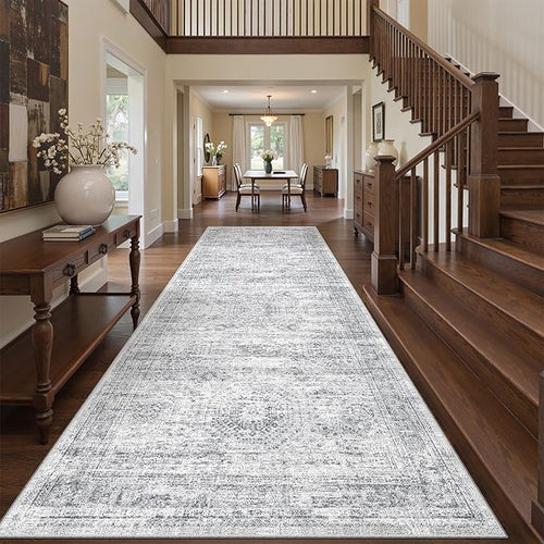 4x12 Runner Rug for Hallway, Low-Pile Wide Runner for Entryway, Long Washable by Restydon