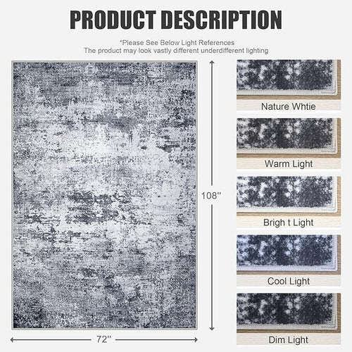 6x9 Area Rug Living Room Rug: Washable Modern Abstract Soft Thin Rug Indoor - Image 2