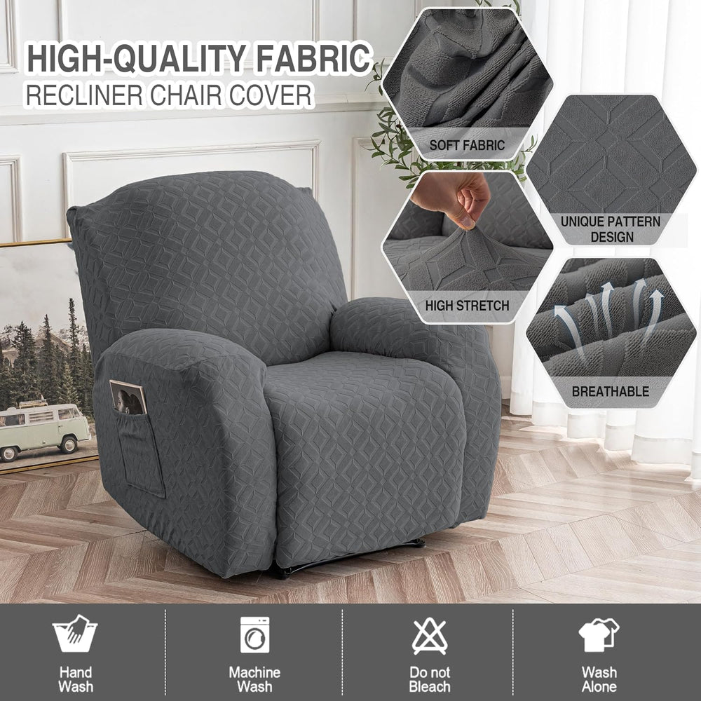 Genina Waterproof Recliner Chair Cover,XL-1 Seat Couch Cover,Dark Gray