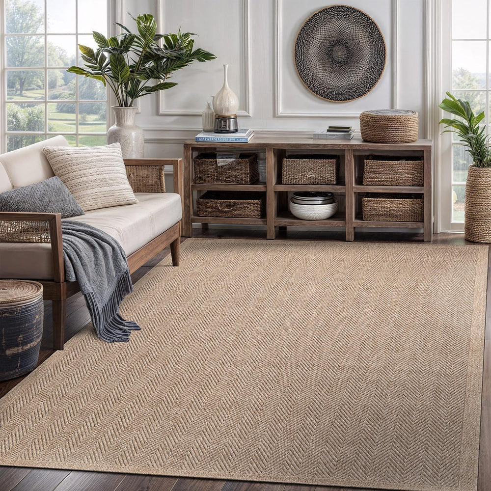 CAMILSON Easy Jute Rug 5x7, Indoor Outdoor Natural Color Fiber Area Rugs for ...