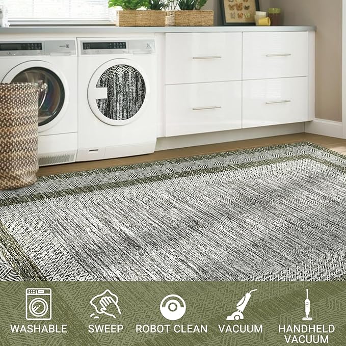 Washable 2.5x10 Kitchen Runner Rug, Easy Clean Geometri Rugs - Image 8