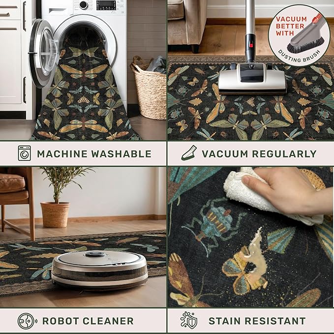 Insect Print Washable 4x6 Entryway Rug - Image 4