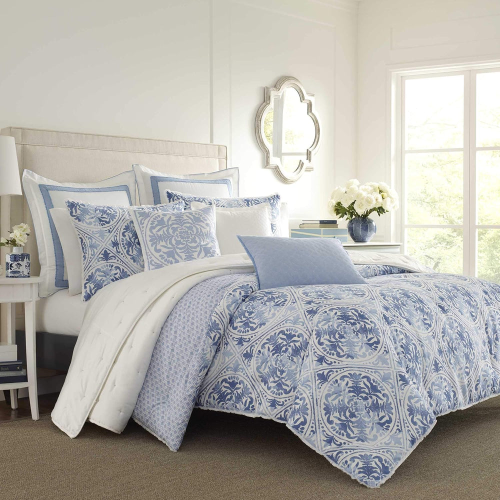 Laura Ashley - European Sham Cover, Faux Linen Decorative Pillow Cover