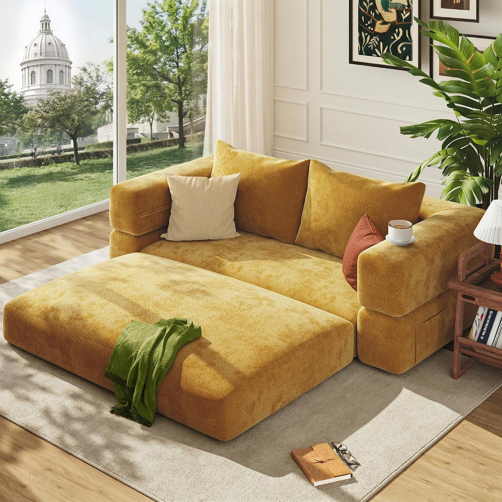 75'' convertible Sofa Couch Bed Queen, Foldable Boneless Couch Sleepe...