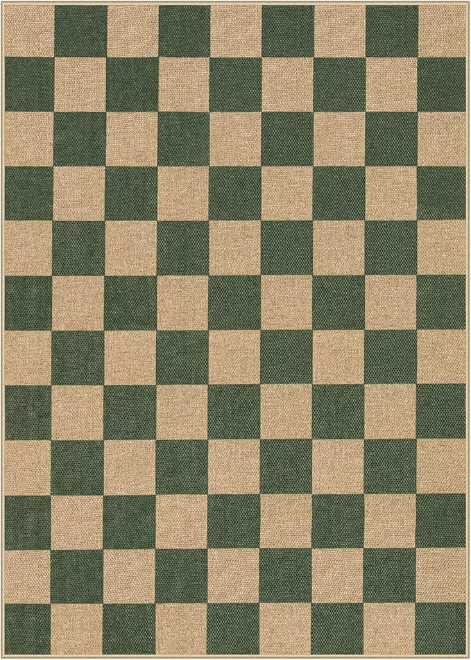 Lahome Checkered Easy Jute Dining Room Rug, 5x7 Indoor Outdoor Rugs - Image 9