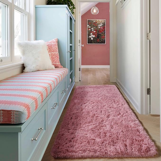 ONASAR Blush Runner Rugs for Bedroom Living Room, Fluffy 2x6 Bedside Hallway - Image 7