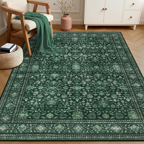 4x6 Area Rugs for Living Room: Washable Rug Soft Vintage Distressed Floral - Image 2