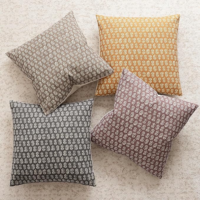 Foindtower Set of 2 Decorative Vintage Floral Print Throw Pillow Cover Neutral - Image 5