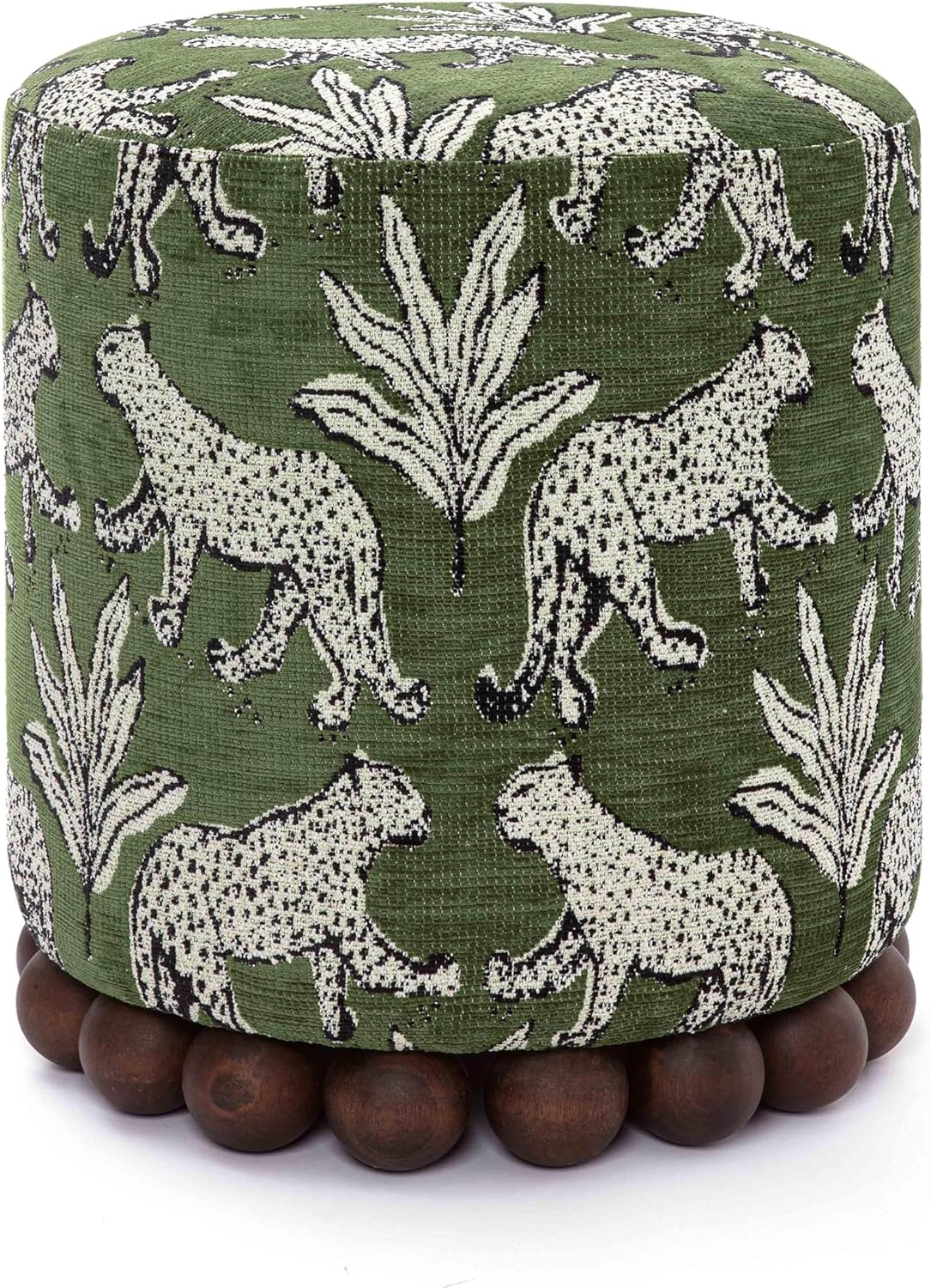 tov furniture dex small round ottoman, leopard jacquard, main product view