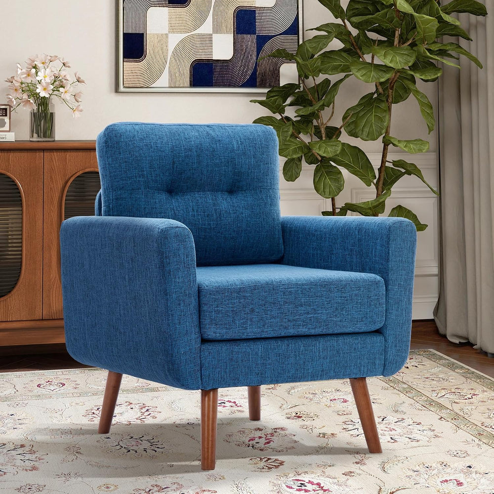 Tbfit Linen Fabric Single Sofa, Accent Chair, Mid Century Modern Armchair for...