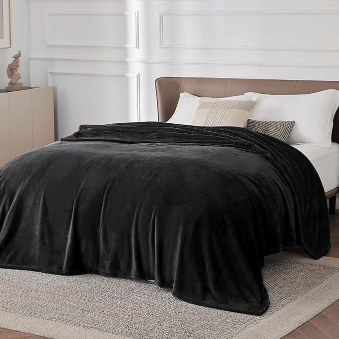 Bedsure GentleSoft Fleece Bed Blankets Large Size Black