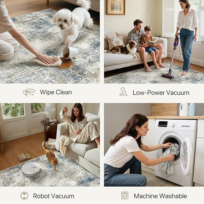 Area Rugs 6x9 for Living Room Bedroom, Modern Abstract Machine Washable Rug - Image 4