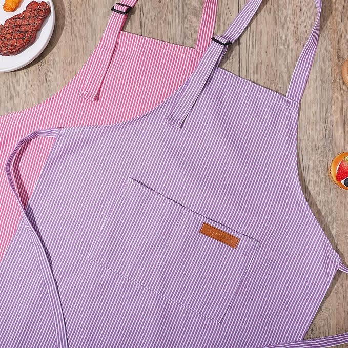 2 Pack Stripes Kids Apron, Kids Cooking Aprons - Image 6