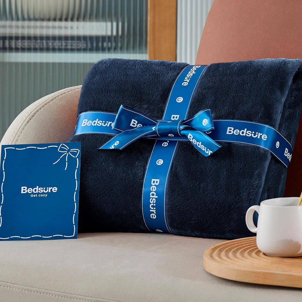 Bedsure Soft Cozy Warm Fleece Bed Blanket Queen Size Navy 90"x90"