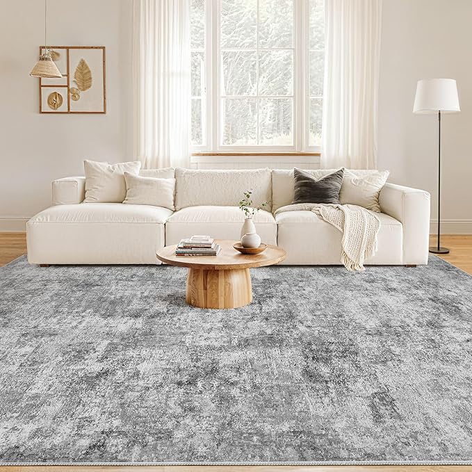 Nakagishi 9x12 Area Rugs Living Room: Washable Abstract Large Neutral Soft Rug - Image 4