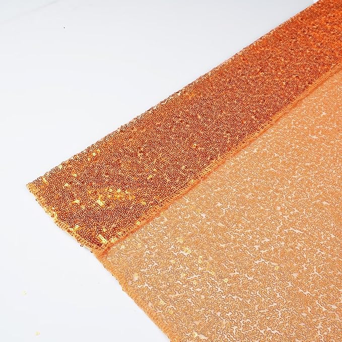 Eternal Beauty Orange Sequin Backdrop, 8x10 Ft Halloween Glitter Background C...