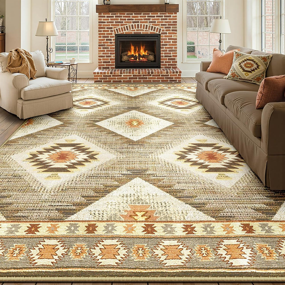 BESTSWEETIE Area Rug 9x12 Machine Washable Non-Slip Low Pile Print Pattern We...
