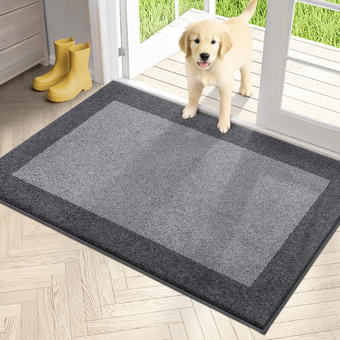 PURRUGS Dirt Trapping Indoor Door Mat, 32" x 48", Light Grey & Grey