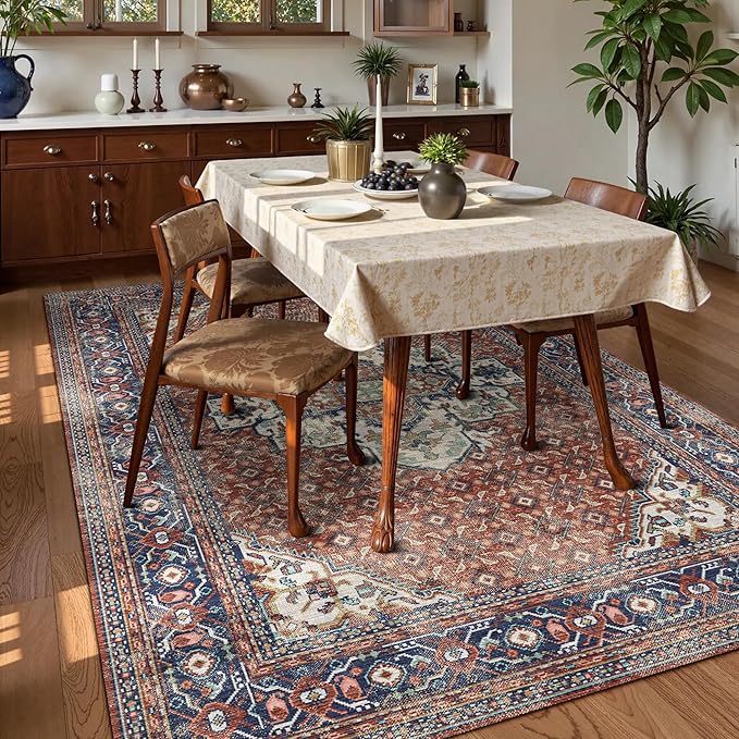 Washable Area Rug 4' x 6' Vintage Traditional Persian Mat - Image 3