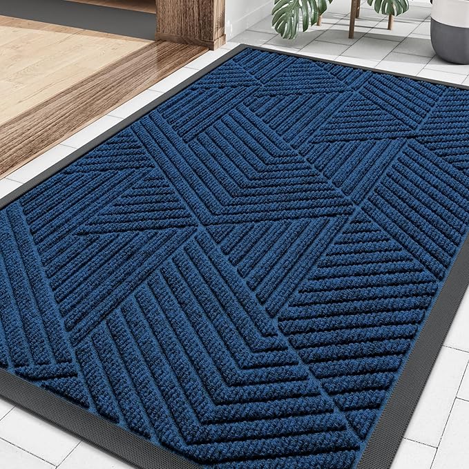 Smiry Front Door Mat Outside Entrance, Heavy Duty Sturdy Natural Rubber Doormat by Smiry