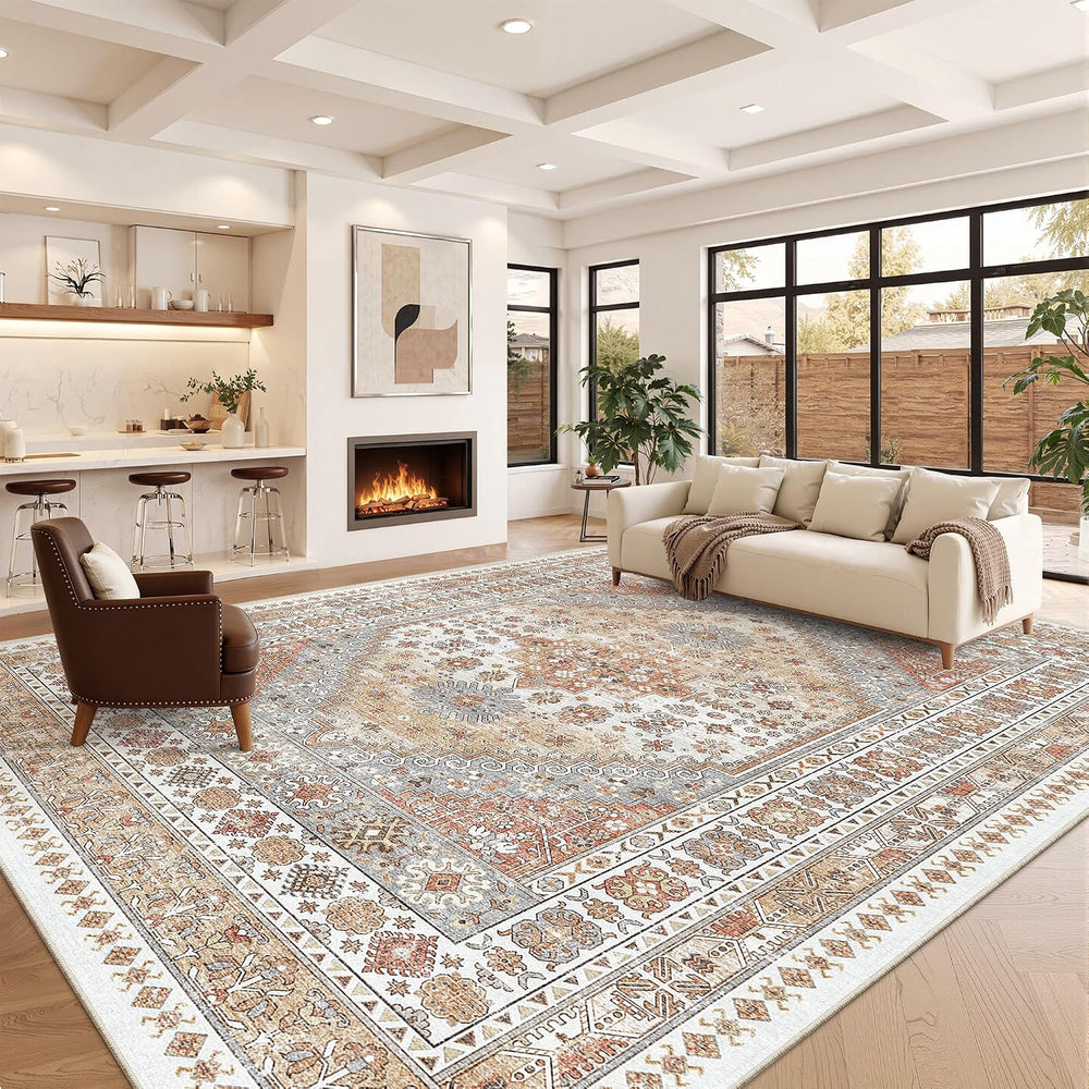 zesthome 10x14 Area Rugs for Living Room,Large Washable Rug,Orange