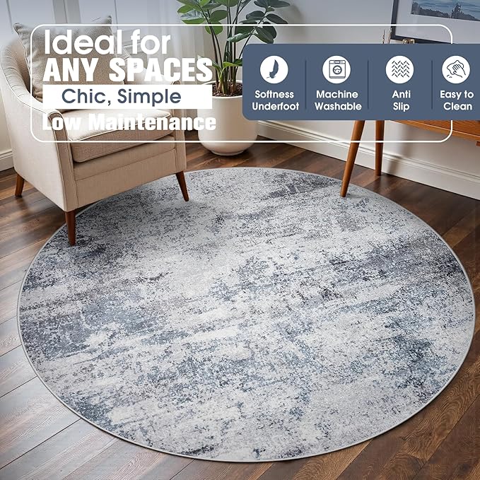 Round Rug 6ft Circle Rug Washable: Carpet Small Circular Area Rug - Image 3