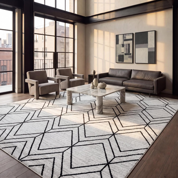 SAFAVIEH Adirondack Area Rug 9'x12', Modern Ivory & Black ADR241A