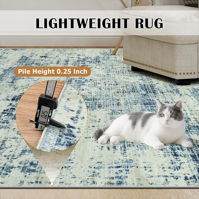 6x9 Area Rugs for Living Room Washable Rug: Anti-Skid Abstract Modern Living - Image 6
