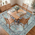 RELEANY Area Rugs Square 7ft Washable Non-Slip, Floral Vintage Distress Print by RELEANY